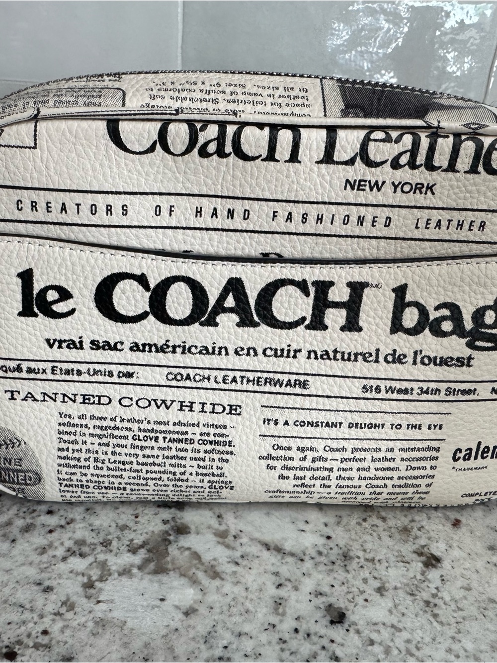 Coach Finlay Newspaper Print Crossbody Bag Double Zip - Picture 3 of 8